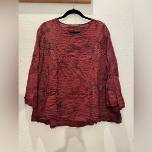 cut loose Burgundy Textured Floral Blouse